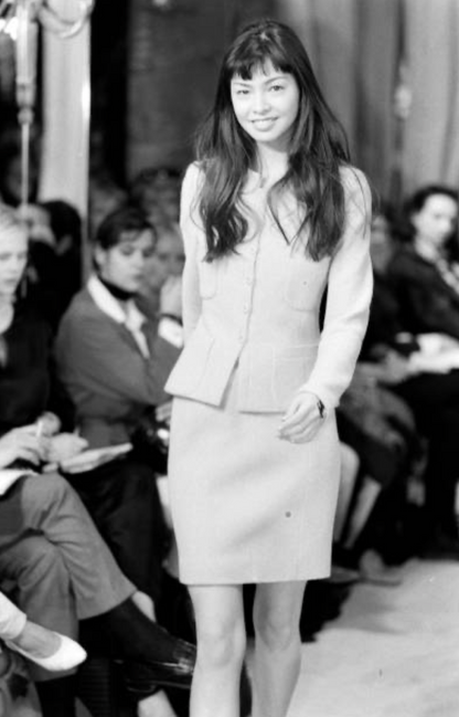 CHANEL BY KARL LAGERFELD CRUISE 1995 TWEED SKIRT SUIT WITH MIRROR BUTTONS