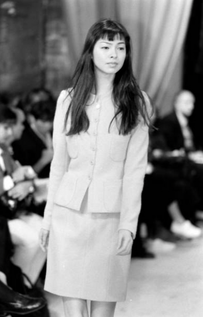 CHANEL BY KARL LAGERFELD CRUISE 1995 TWEED SKIRT SUIT WITH MIRROR BUTTONS