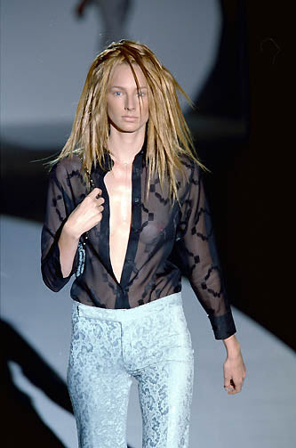 GUCCI BY TOM FORD	SS 2000	VELVET DAMASK PRINT TROUSERS