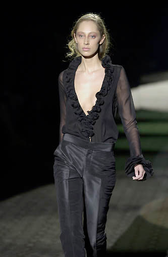 GUCCI BY TOM FORD FW 2000 SILK RUFFLE TOP