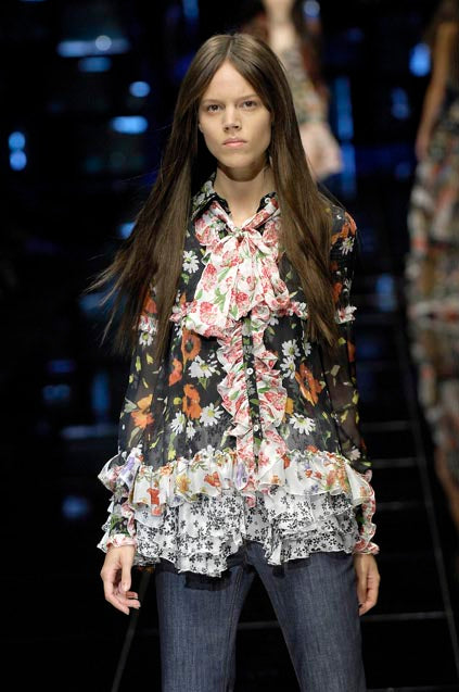 DOLCE & GABBANA SS 2008 FLORAL RUFFLE BLOUSE