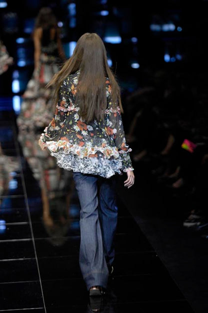 DOLCE & GABBANA SS 2008 FLORAL RUFFLE BLOUSE