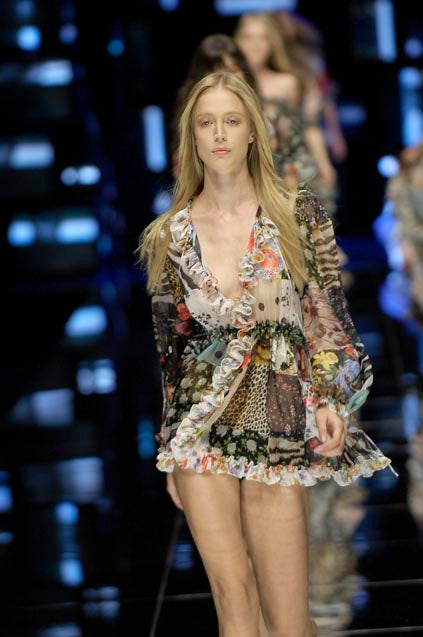 DOLCE & GABBANA SS 2008 PATCHWORK SILK PRINTED BLOUSE