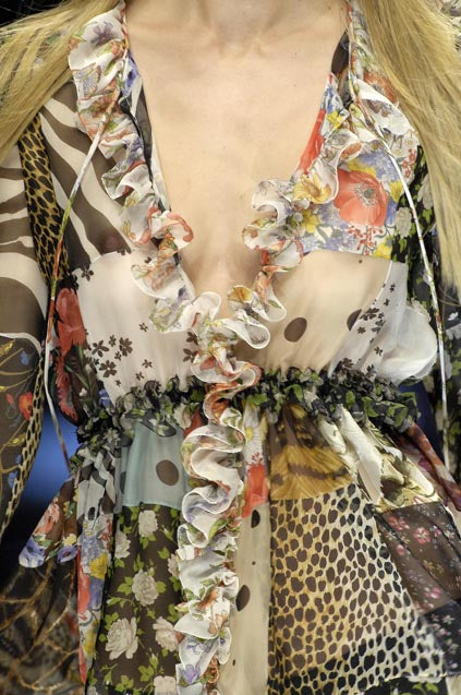 DOLCE & GABBANA SS 2008 PATCHWORK SILK PRINTED BLOUSE