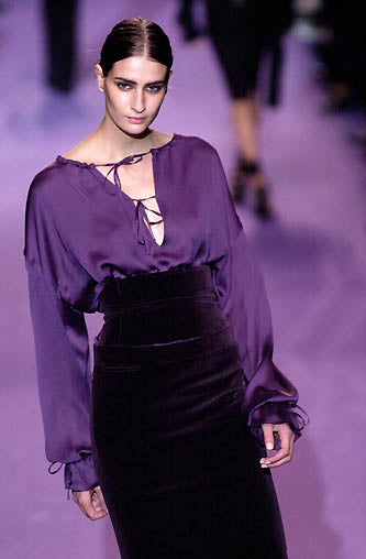 YVES SAINT LAURENT BY TOM FORD FW 2001 RUNWAY SILK TIE BLOUSE