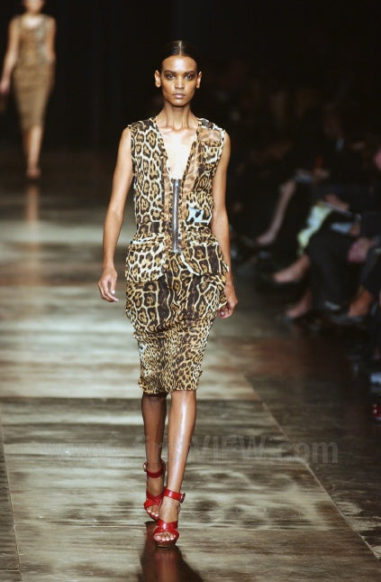 YVES SAINT LAURENT BY TOM FORD SS 2002 SILK SHEER JAGUAR SKIRT