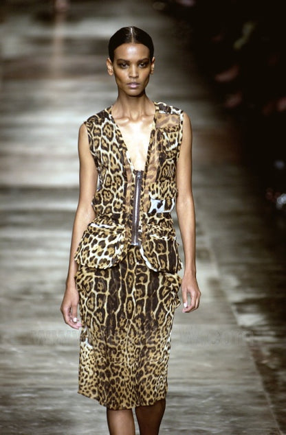 YVES SAINT LAURENT BY TOM FORD SS 2002 SILK SHEER JAGUAR SKIRT