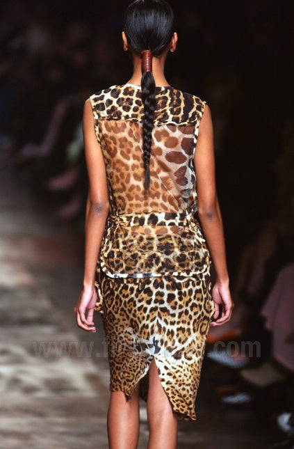 YVES SAINT LAURENT BY TOM FORD SS 2002 SILK SHEER JAGUAR SKIRT