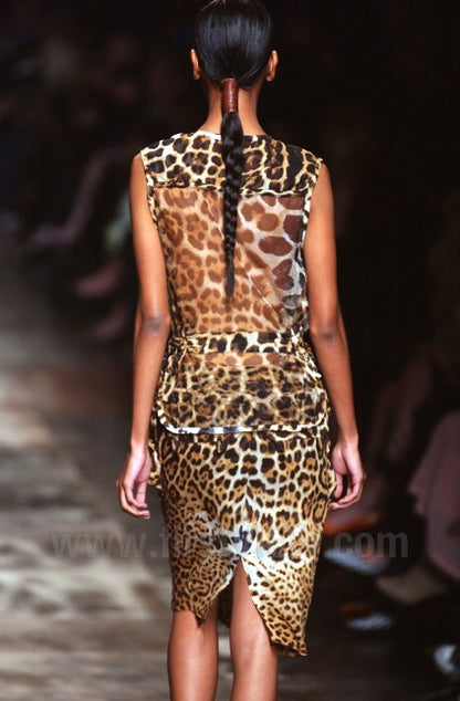 YVES SAINT LAURENT BY TOM FORD SS 2002 SILK SHEER JAGUAR SKIRT