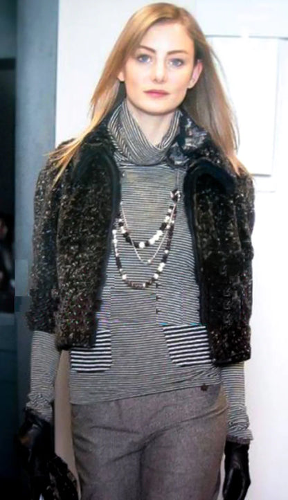 CHANEL BY KARL LAGERFELD FW 2005 RABBIT FUR CROPPED JACKET